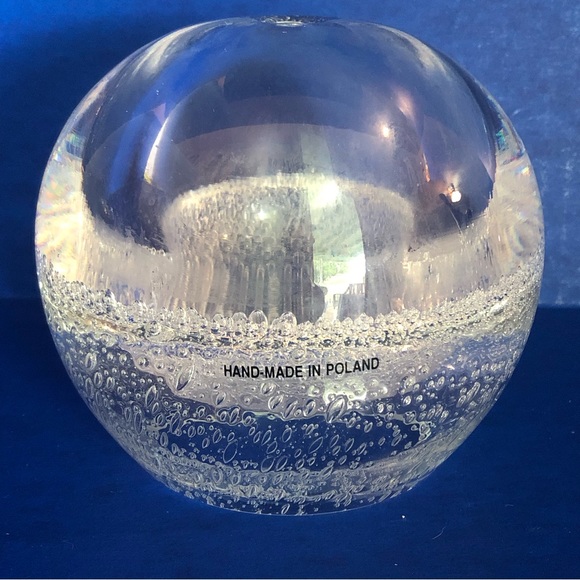 Décor Accent Abstract Art Polished Glass orb Sphere Bud Vase Paperweight Bubbles - Picture 2 of 9